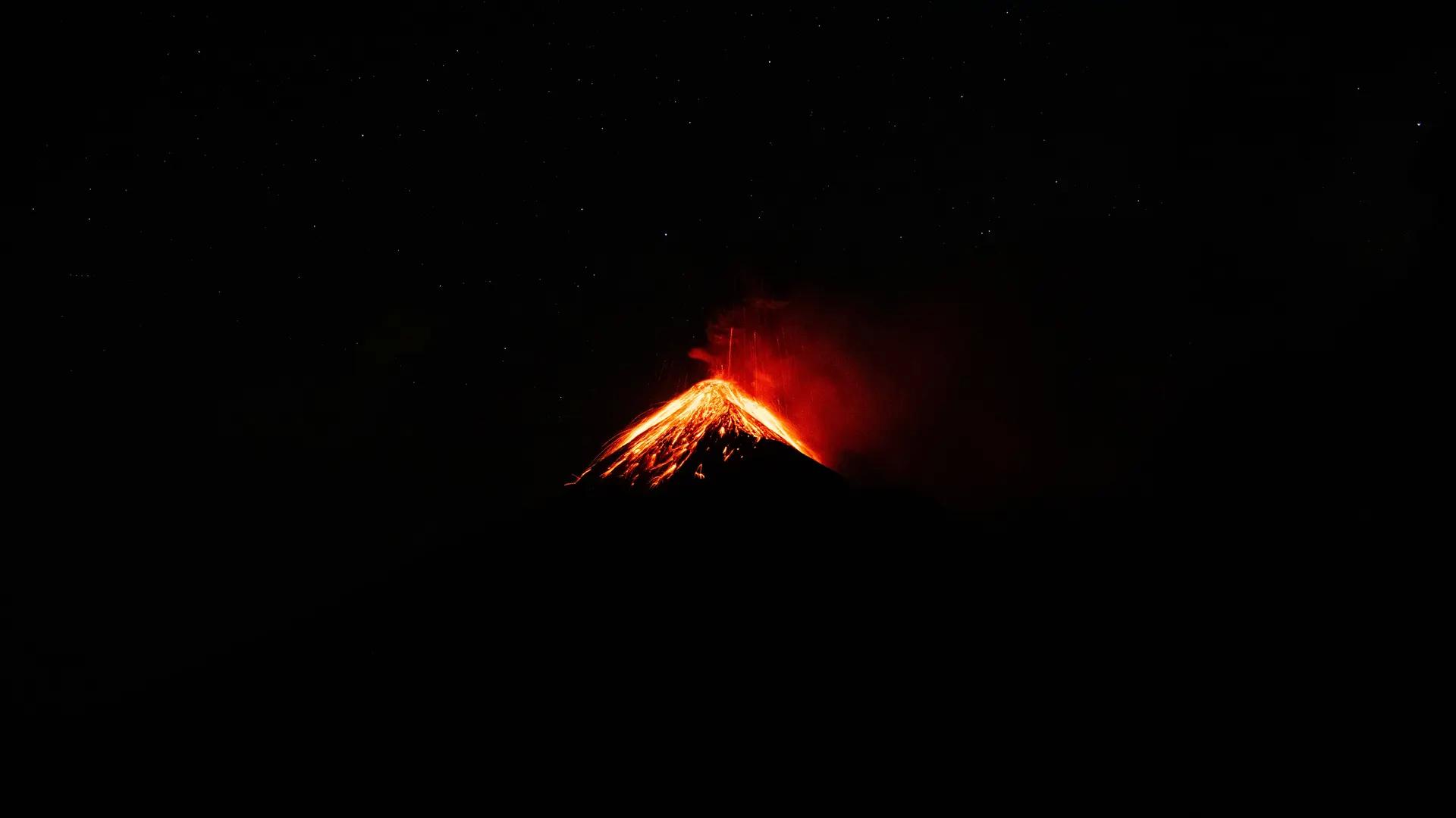 火山 喷发 山脉 星星 熔岩 烟雾 自然 危地马拉