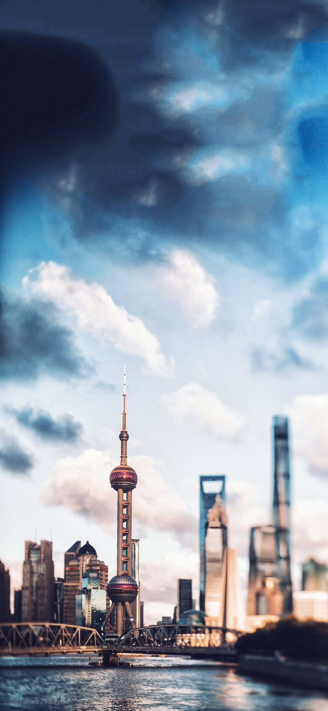 [2436×1125]上海 东方明珠 广播电视台 城市建筑 苹果手机壁纸图片