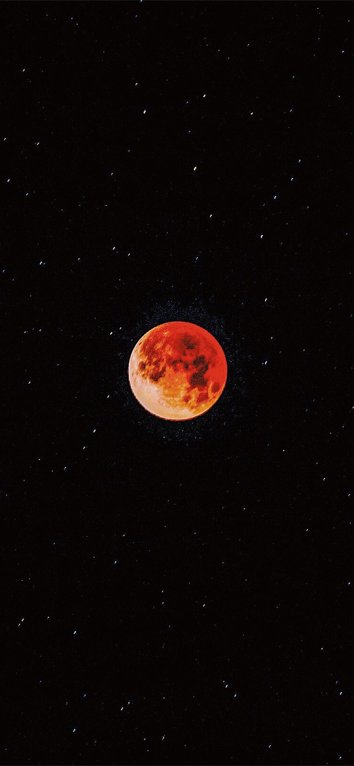 [2436×1125]红月 月亮 月球 星空 苹果手机壁纸图片