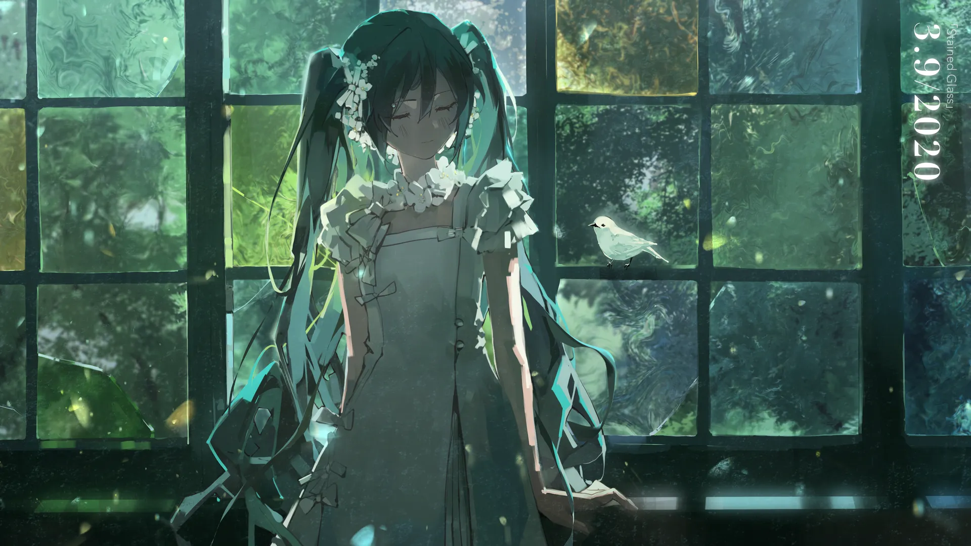 闭眼动漫车窗初音4K壁纸下载