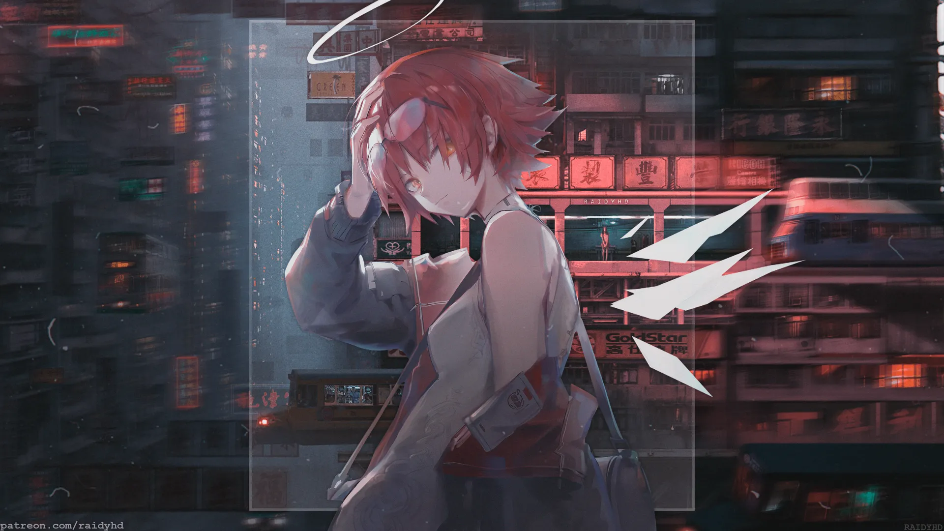 红发神枪手动漫女孩，欧西艾画中画。