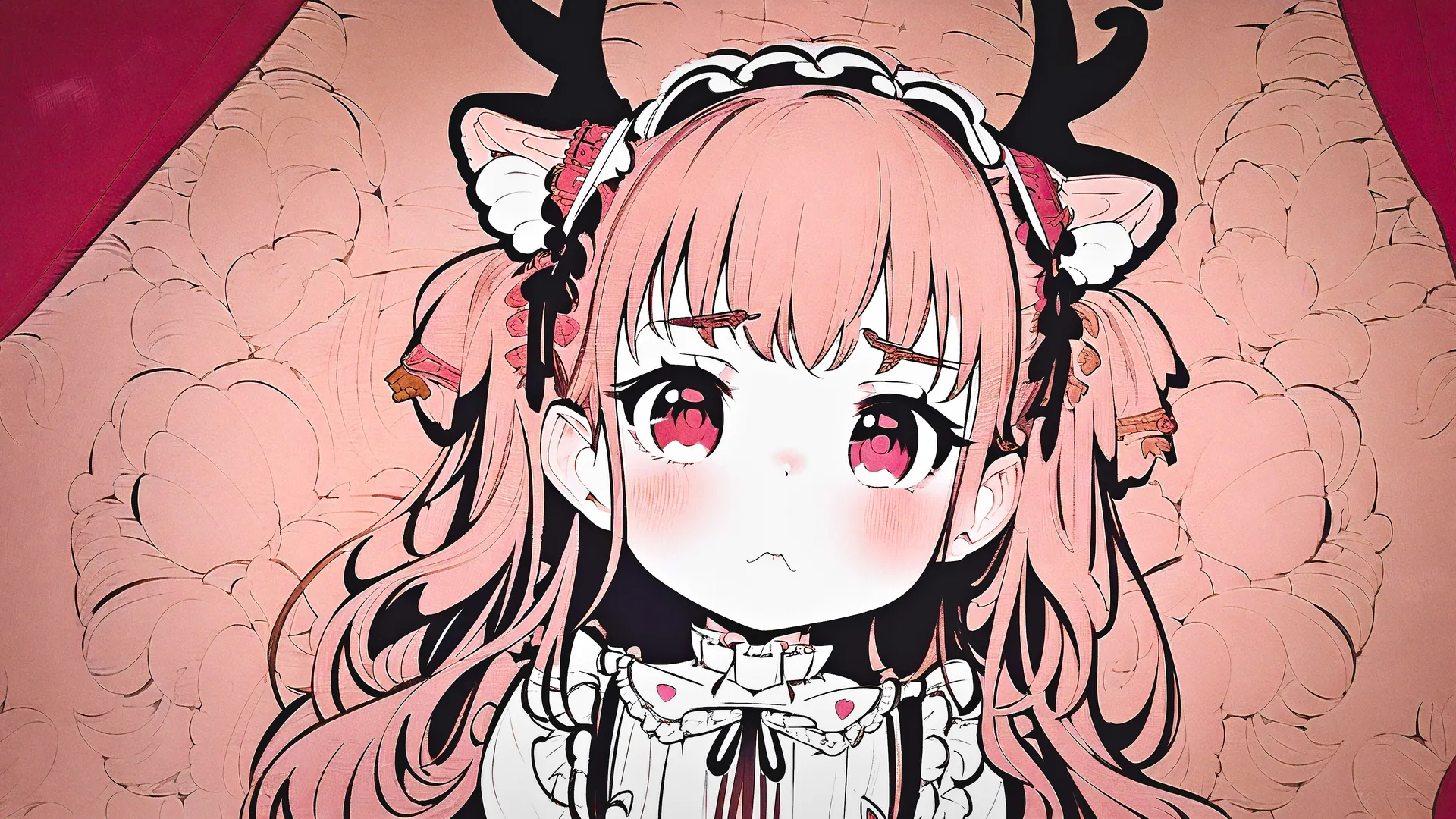 AI艺术动漫女孩：萝莉脸鹿角褶皱，稳定扩散创作