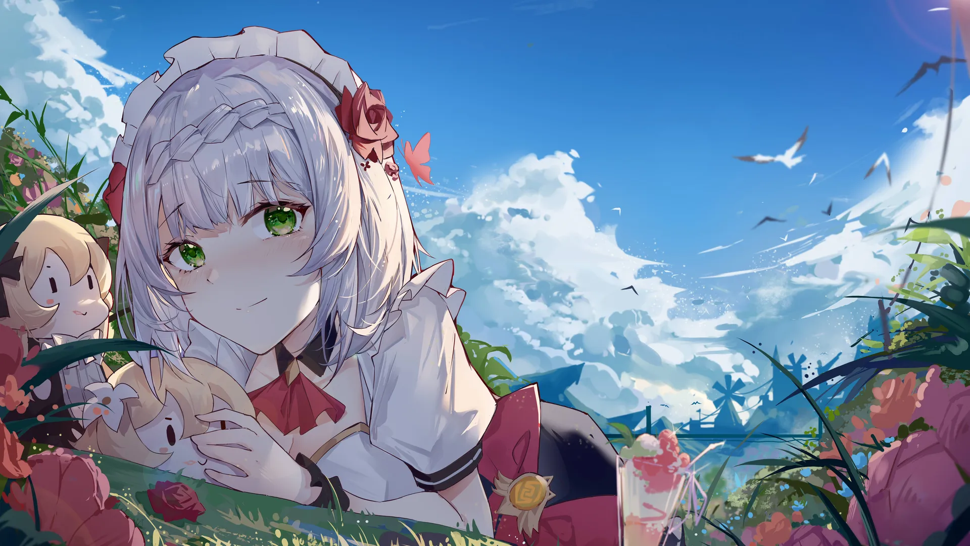 原神诺埃尔动漫女孩天空云壁纸