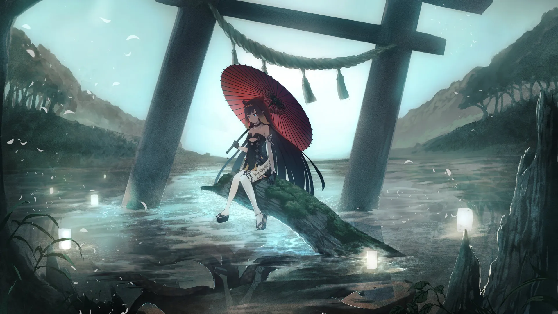奈美子全息虚拟雨伞4K壁纸