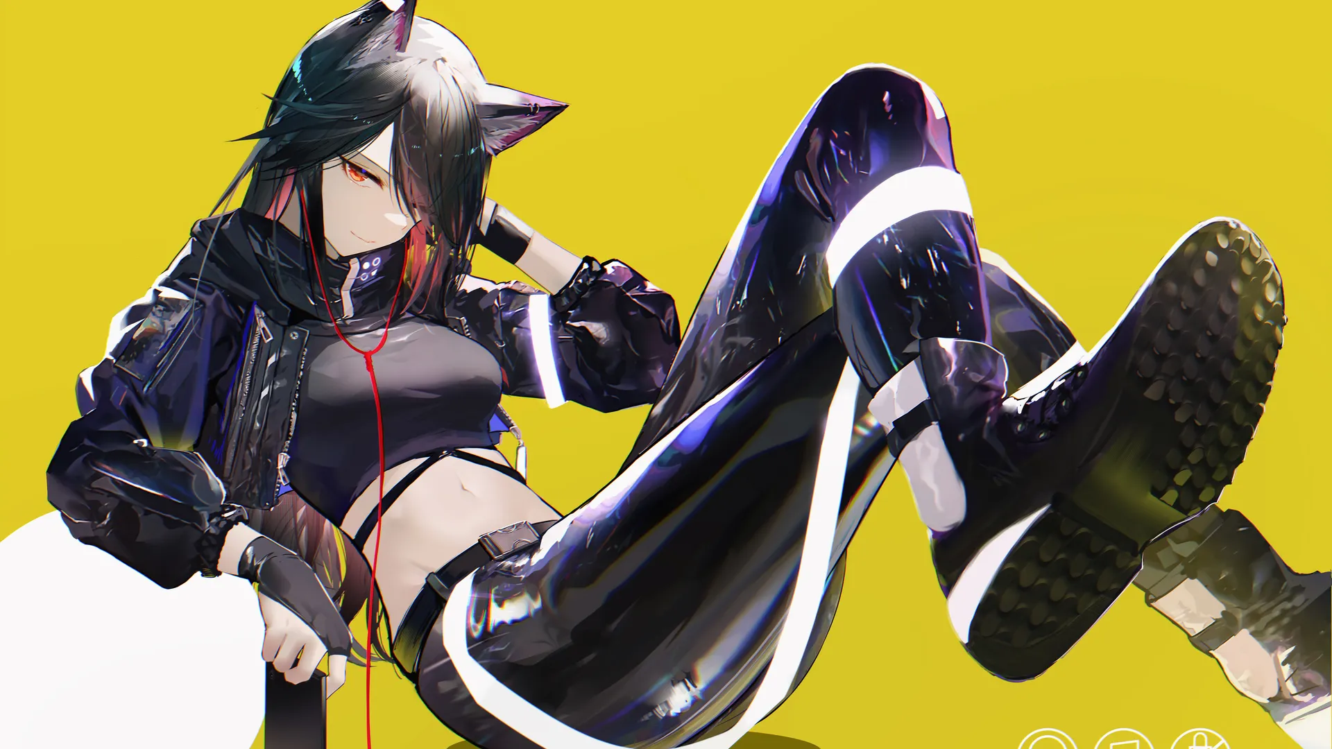 赛博朋克黑发狼女武士动漫角色