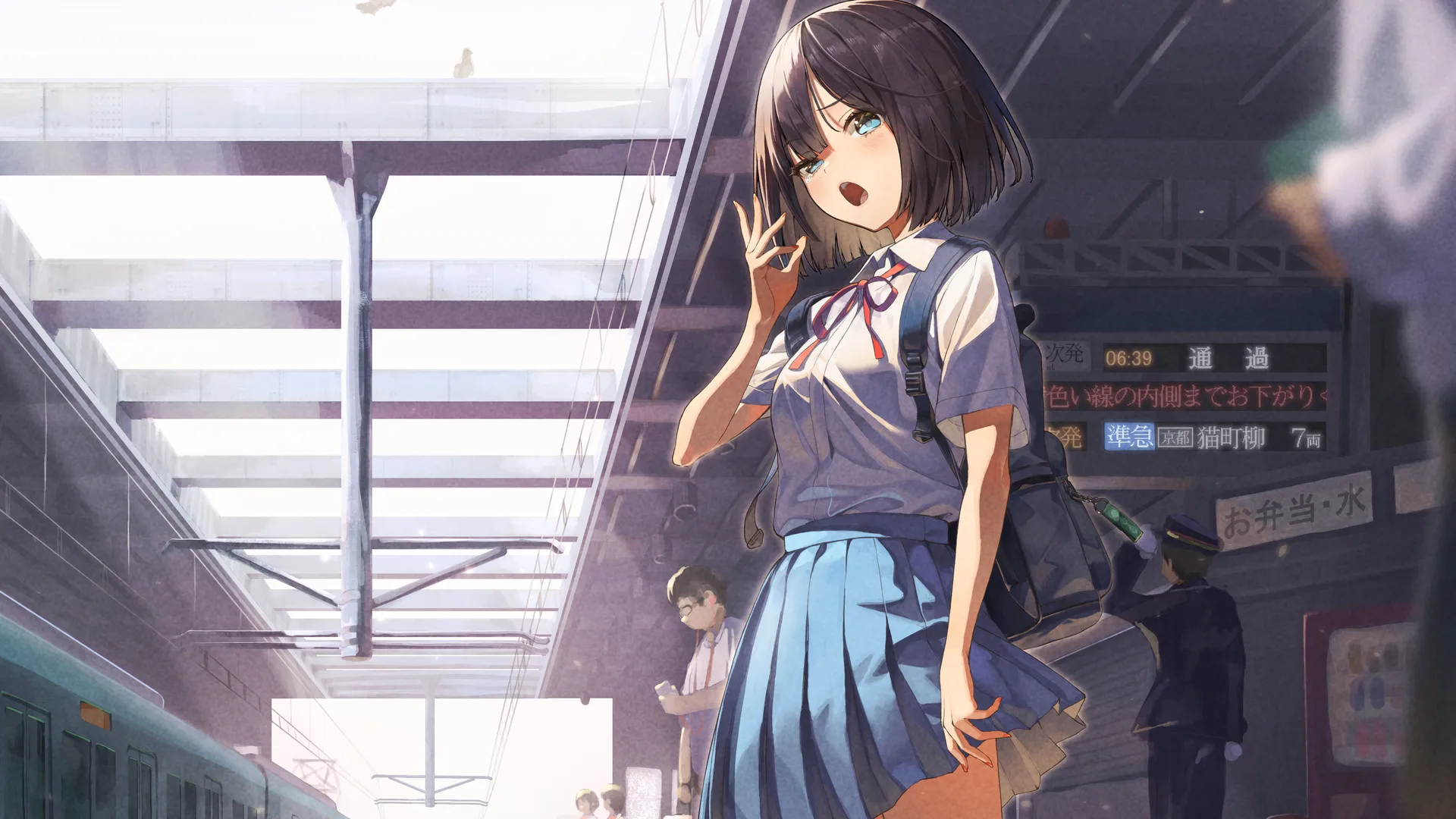 动漫女孩卡布短发校服裙造型