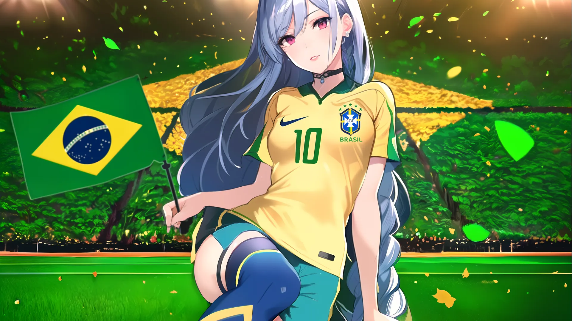 AI艺术创作米娅：蓝发辫子巴西足球少女