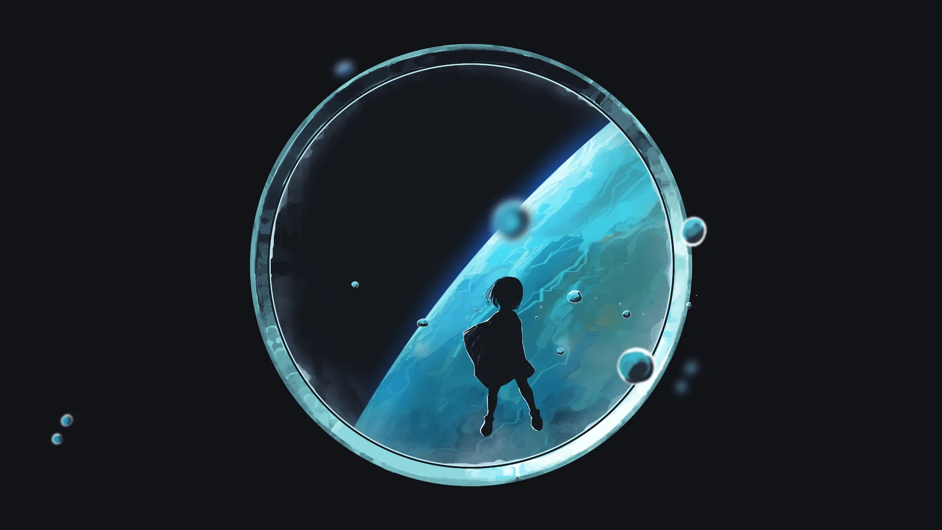AI艺术科幻插图：优雅空间气泡窗口