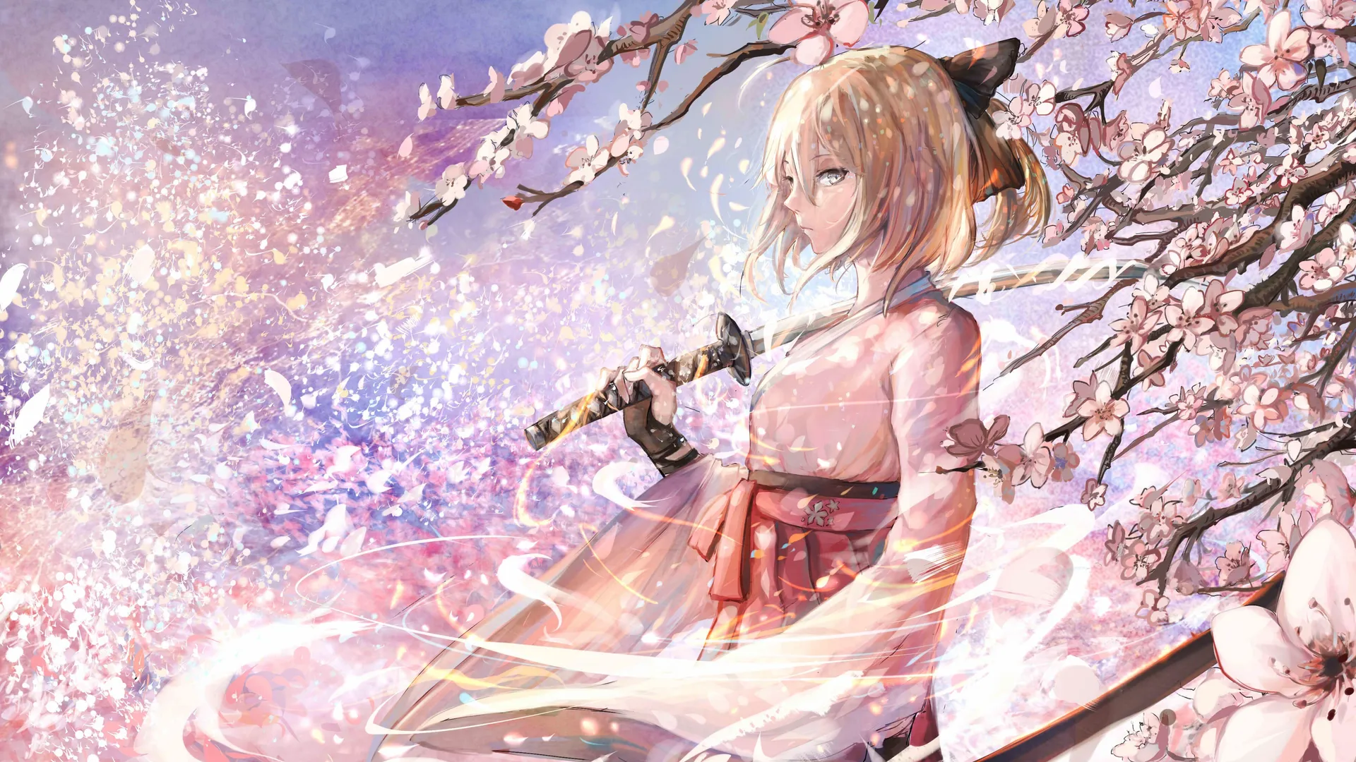 金发剑女武侠动漫，樱花奇幻命运系列。