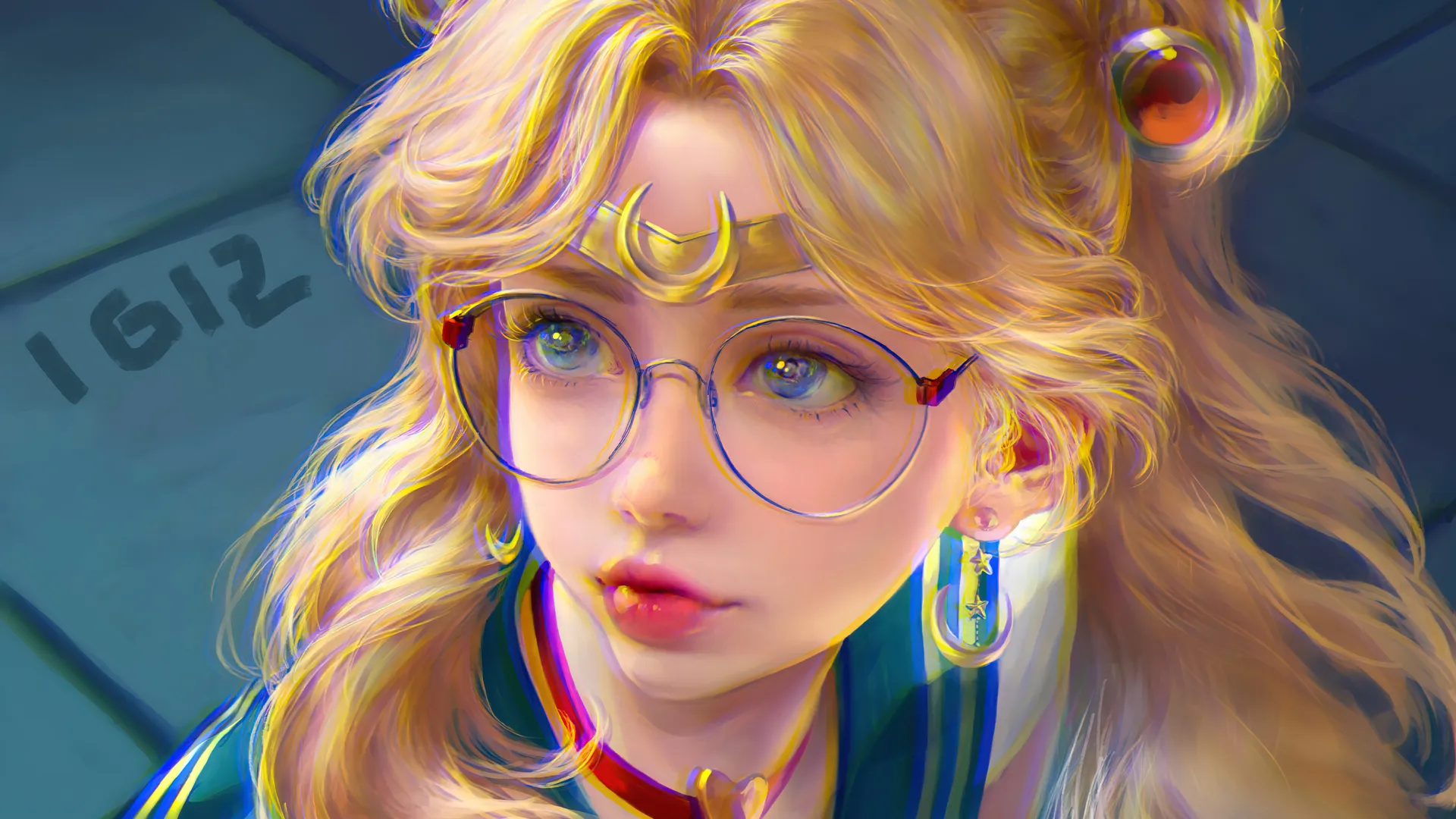 金发水手月亮AI动漫女孩眼镜艺术