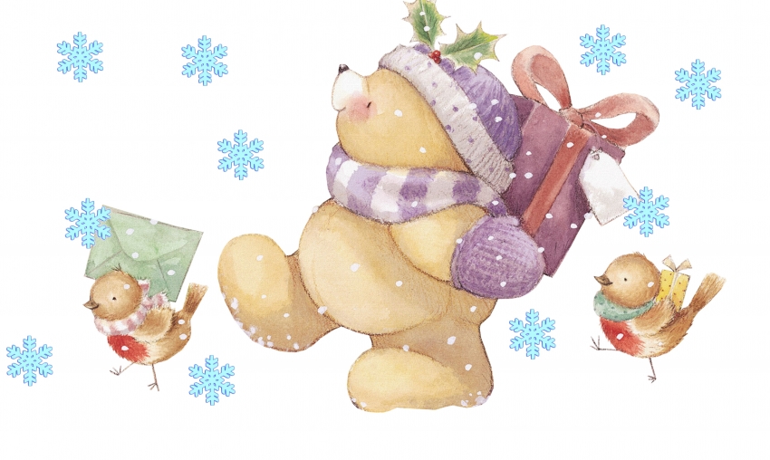 冬天 小鸟 信 雪花 玩具