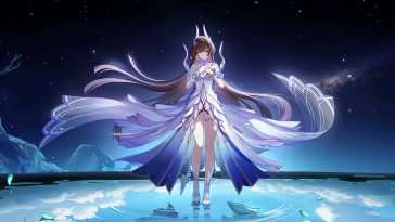 《崩坏3》女神追梦者动态壁纸：棕发少女夜景微笑倒影高清壁纸